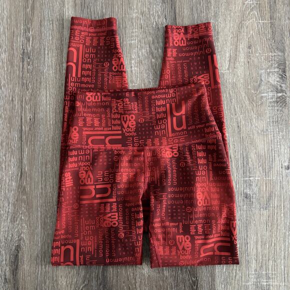 Lululemon Wunder Train Contour Fit High-Rise Tight 25" Ombre Red Multi - Size: 4 - Picture 5 of 9